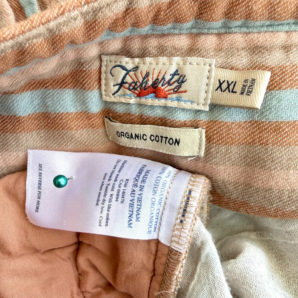 Faherty Dress Organic Cotton Stiped Sleeveless Tan Blue Multi Plus (XXL) - Picture 9 of 11